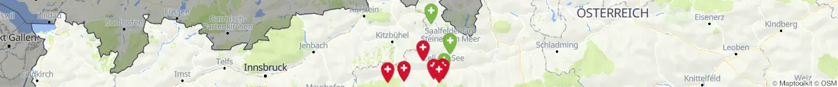 Kartenansicht für Apotheken-Notdienste in der Nähe von Hollersbach im Pinzgau (Zell am See, Salzburg)